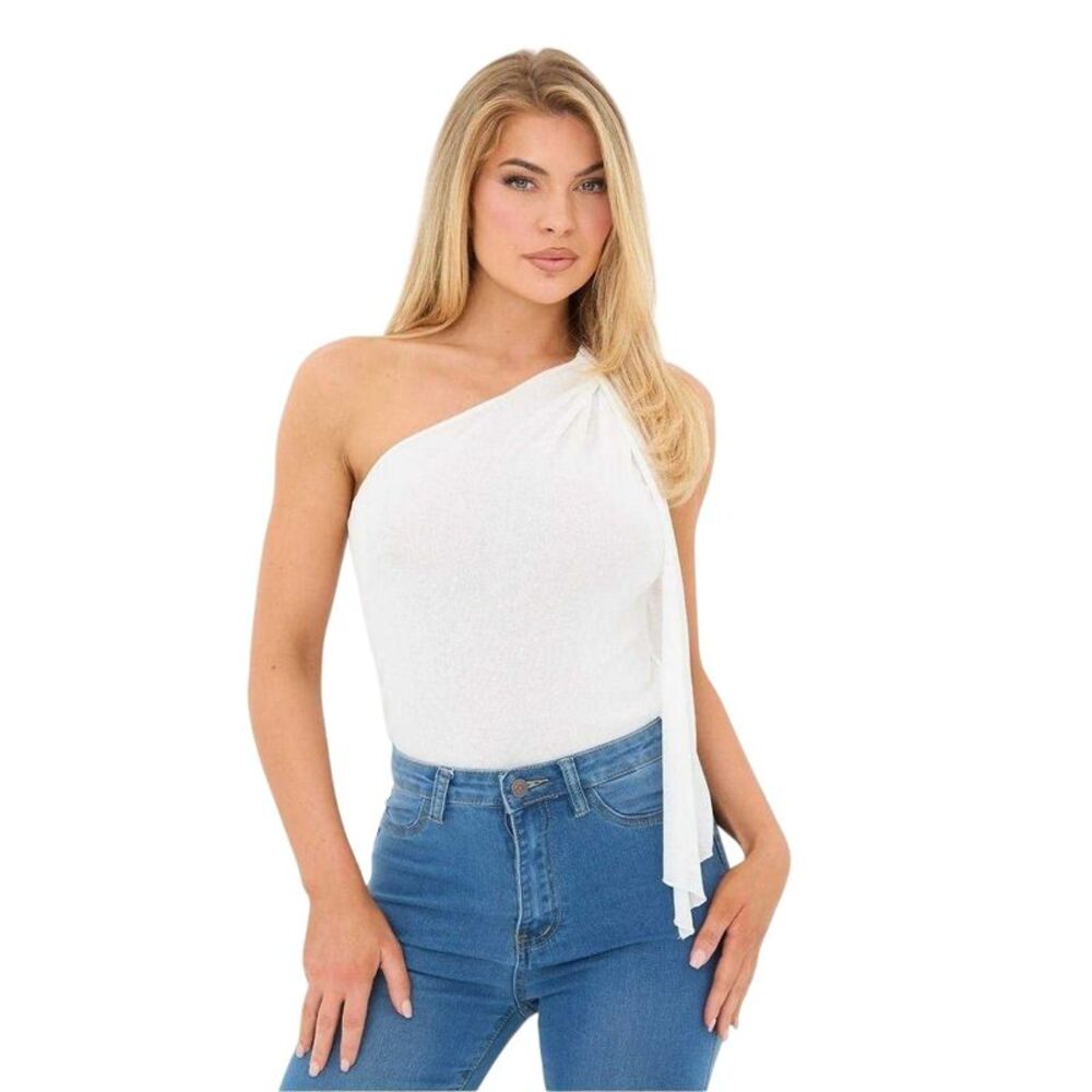I Saw It First Womens/Ladies Draped Fine Knit One  Top / Cream